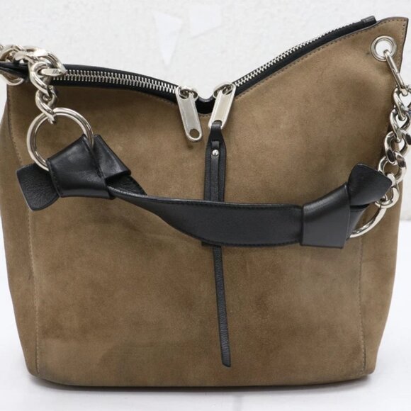 JIMMY CHOO Raven Suede Hobo Tote Shoulder Bag Large Tan - Picture 1 of 14